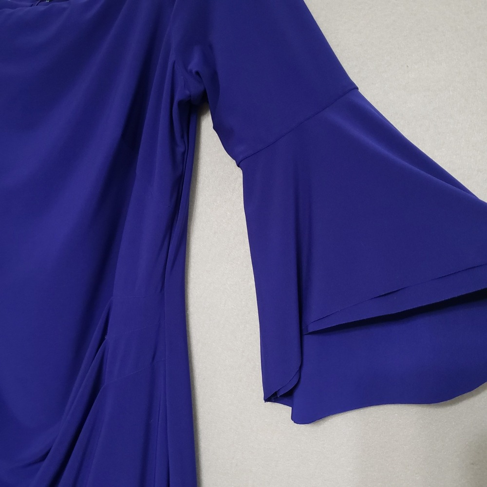 Lauren Ralph Lauren 16 Dress Royal Blue Bell Sleeve Ruched Cocktail Formal Party - Picture 9 of 16